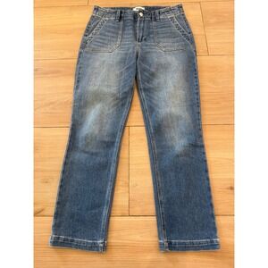 Paige Mayslie Straight Leg Jeans Blue Medium Wash Utility Patch Pocket 29 Womens